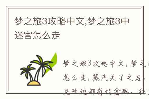 梦之旅3攻略中文,梦之旅3中迷宫怎么走