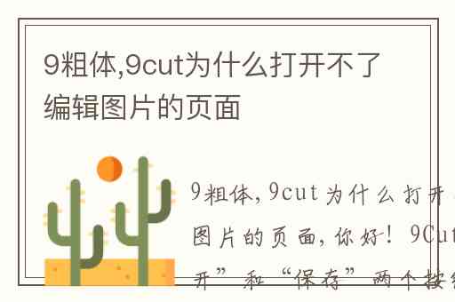 9粗体,9cut为什么打开不了编辑图片的页面