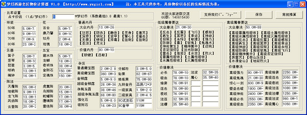 梦幻西游物价计算器（最新物价表更新）