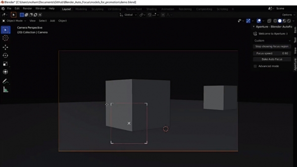 Blender一键摄像机自动对焦场景插件 Autofocus Pro V0.0.5 专业免费版