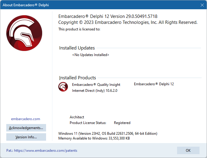 Embarcadero Delphi 12.2 Athens V29.0.53982.0329 Lite v18.4 完整授权版(x86/x64)