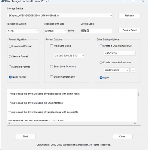 Disk Storage Low Level Format Pro 低级格式化工具(支持U盘和硬盘) V7.0 无限制多语绿色便携版