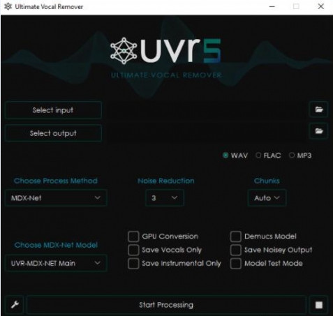 伴奏与人声一键分离工具Ultimate Vocal Remover GUI(UVR5) v5.6.0 免安装绿色便携版