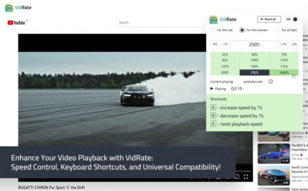 VidRate(增强视频播放效果) v1.0.2 Chrome扩展插件