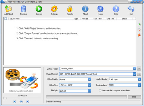 Allok Video to 3GP Converter(视频转3GP格式工具) v6.2.1217 免费安装版