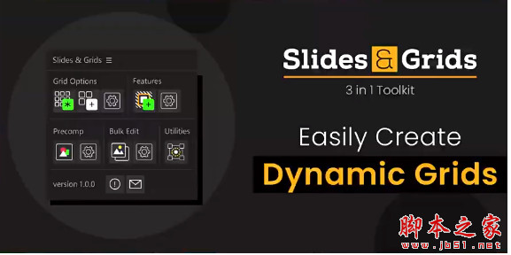 AE脚本动态网格幻灯片视频墙批量编辑模板Aescripts Slides & Grids v1.2.0 免费版
