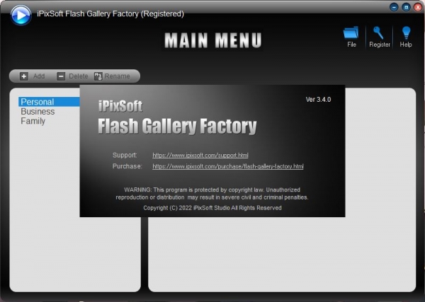 iPixSoft Flash Gallery Factory补丁(Flash幻灯片制作软件) v3.6.0 附安装教程