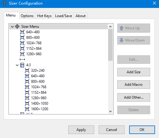 Sizer Configuration(窗口大小调整工具) v4.1 官方绿色版