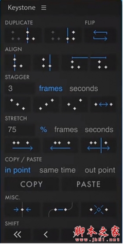 AE关键帧对齐交错分组复制拉伸移动插件AEscripts Keystone 3 V3.0.4 汉化版