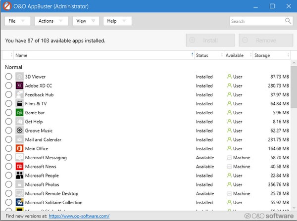 O&O AppBuster(win10应用删除工具) v1.1.1340 绿色免费版