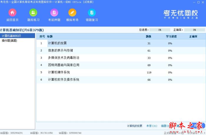 考无忧-全国计算机等级一级MS考试专用题库 V21.3 官方安装版