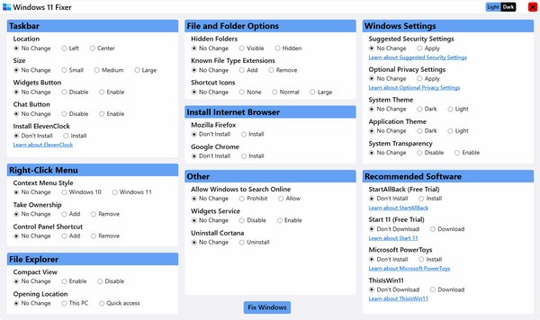 Windows 11 Fixer(任务栏和上下文菜单调整工具) v1.1.1 绿色免费版