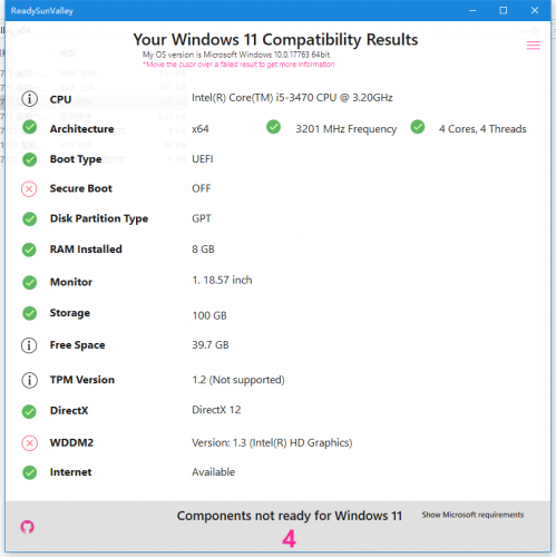 ReadySunValley v0.70.0 绿色开源版(不能升级Windows 11的原因检测工具)
