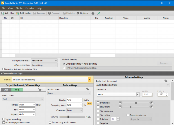 Free MKV to AVI Converter(MKV转AVI工具) v1.10 绿色版 32/64位
