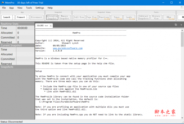 Puredev MemPro(内存分析工具) v1.6.3.0 特别安装版