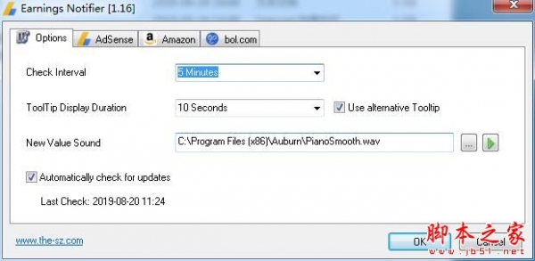 Auburn Earnings Notifier(网站收益通知工具) v1.16 中文安装版(附安装教程)