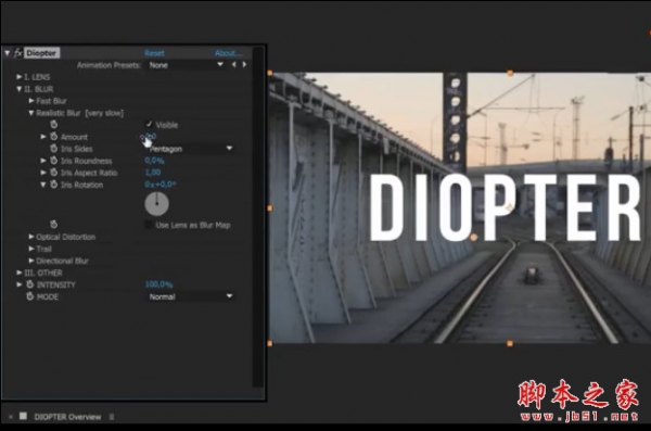 光线折射模糊朦胧AE插件Aescripts Diopter V1.05 中文汉化免费版