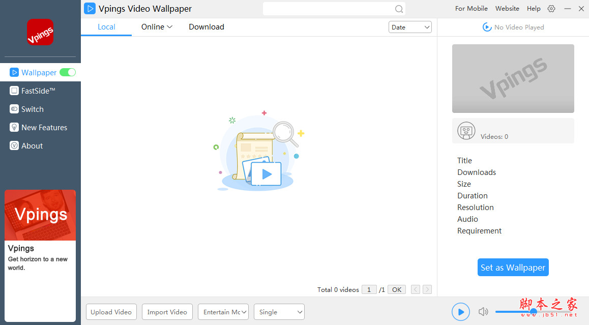 Vpings Video Wallpaper(视频桌面软件) v4.0.0.3 英文免费绿色版