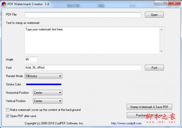 PDF Watermark Creator(PDF水印添加工具) V1.6 免费安装版