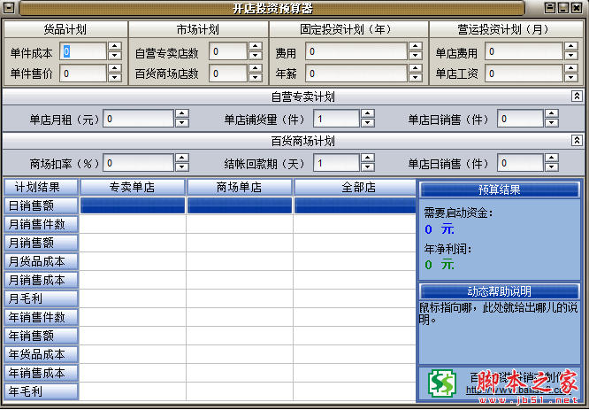 开店投资预算器 V2.0 免费绿色版