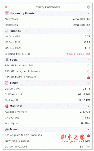 infinity dashboard for mac(mac多功能内置小程序应用) v1.4.2 特别版