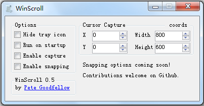 WinScroll 鼠标移动范围锁定软件 V0.5 英文绿色版